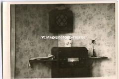 D1663 Foto 20er Jahre Radio Lautsprecher Technik Kopfhörer Musiktruhe Radiogerät