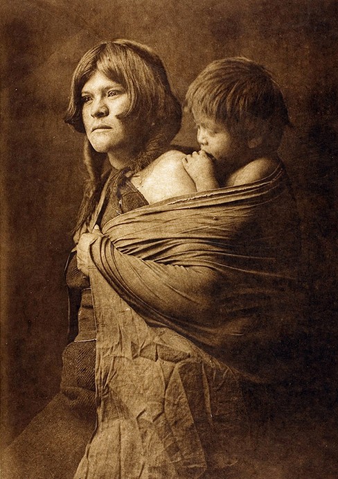 Hopi Mother with Child, by Edward S. Curtis, 5″ x 7″, c1921