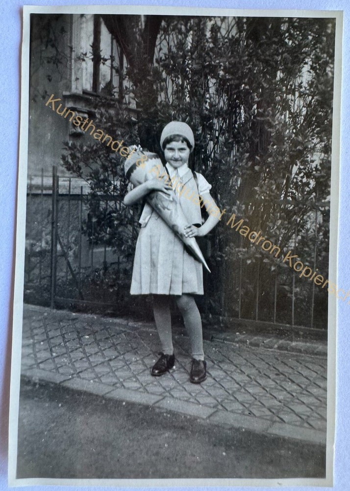 orig. Photo Child Girl School Bag Enrollment School Circa 1930
