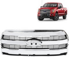 Front Chrome Grille Compatible with 2015-2017 Ford F-150(Except Raptor) Mesh Rad