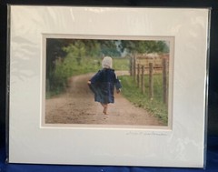 Bill Coleman Amish Photograph – girl walking down lane – Signed & Matted