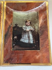 2 Antique Crystoleum Photos Convex Glass – Child Portraits Circa 1890 – Size 16x11cm