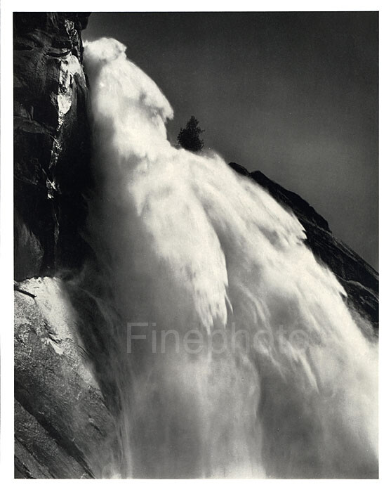 1949 Original ANSEL ADAMS Yosemite Nevada Waterfall KROMEKOTE Photo Art On 12X16
