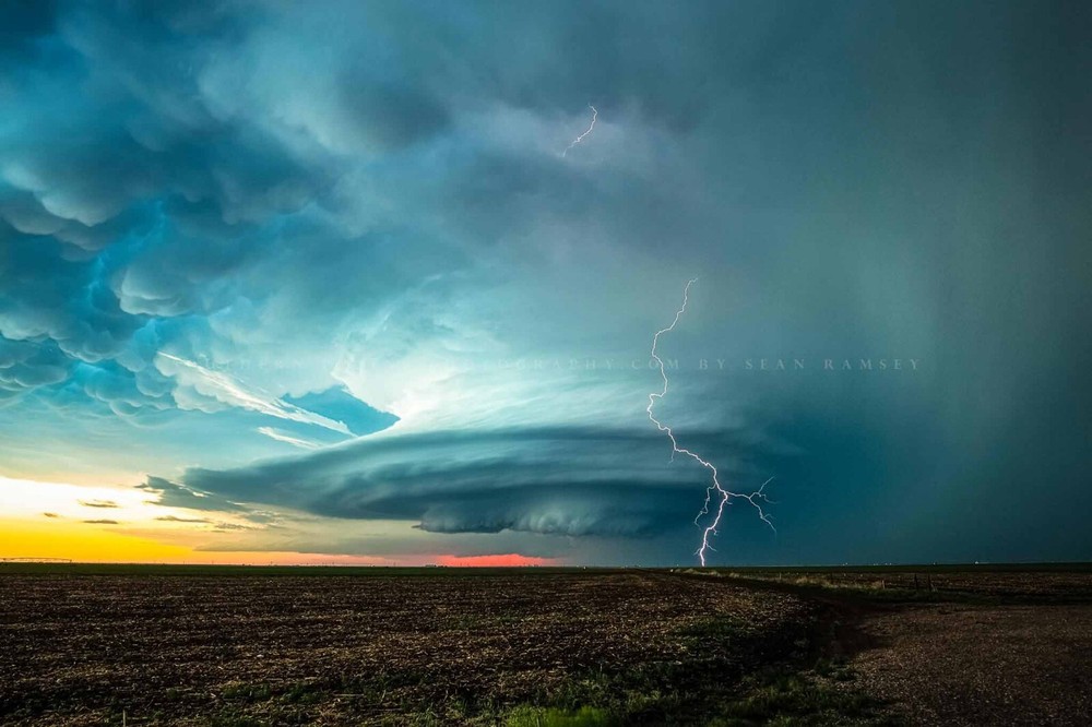 Supercell Thunderstorm Lightning Storm Kansas Weather Photography Print