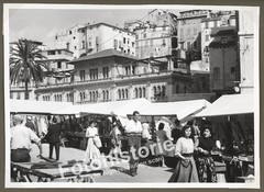 Photo SANREMO Italy Market Scene People Stalls 1950s