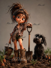 Digital Art Image 3D Girle Dog Animal VegetableCartoons Disney Wallpaper Desktop