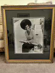 Afro woman portrait 28 x 32 (black & white with golden frame)