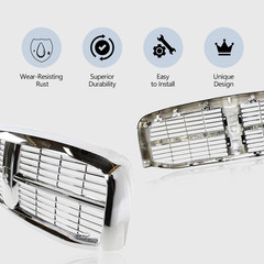 Front Grille Grill All Chrome Compatible with 2006-2009 DODGE RAM 1500 2500 3500