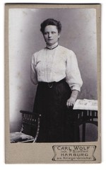 Photograph Carl Wolf, Harburg, young woman in fine twine with chain and bangle