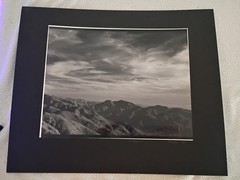 Vintage 80s Black White Desert Mountains Gelatin Silver Print Photograph 20×16
