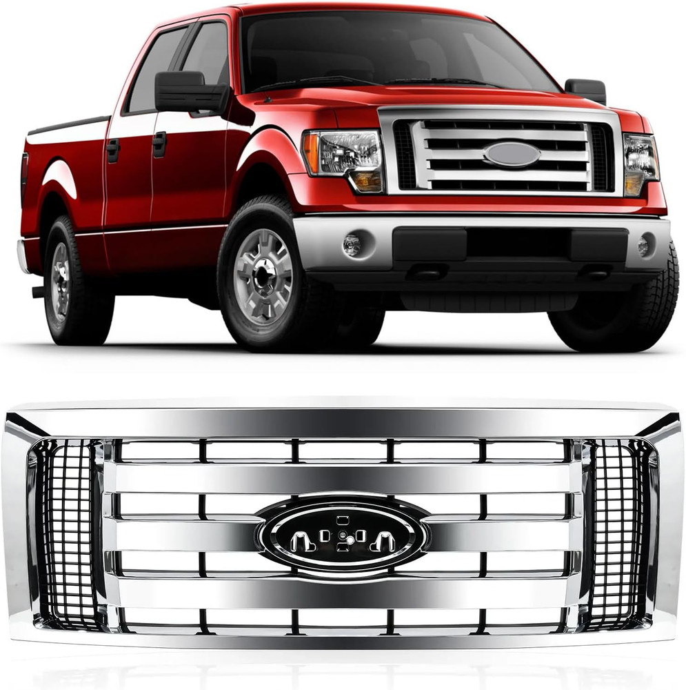 Front Bumper Upper Grill Fit for 2009-2014 Ford F-150 F150 Xlt,Chromed Grille Bu