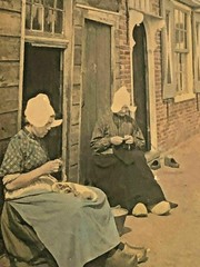 Wallace Nutting Foreign Dutch Scene Women On Street Hand Colored Photo c: 1914