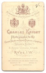 Photograph Charles Knight, Ryde, 6 Royal Victoria Arcade, Portrait of a Lady in