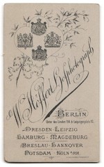 Photograph W. Höffert, Berlin, Unter den Linden 24, man in suit and with Schnu