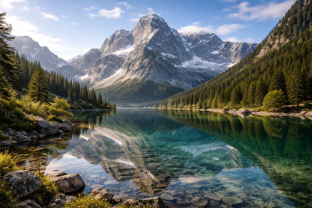 AI Generated Mountain Lake Reflection Landscape Nature Scenic Wall Art 50