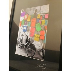 Xuanmin Jin Signed Framed Art Print Bicycle Colorful Mailboxes Urban China Photo