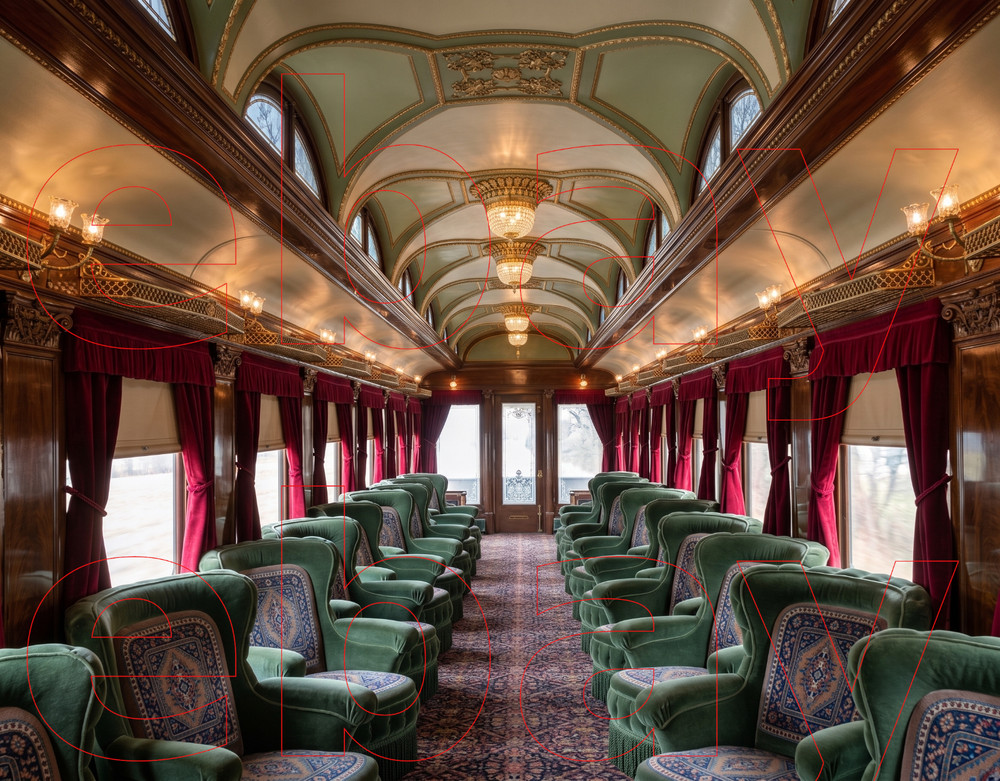 Photo Art Print of an Observation Car interior on the Alton Railroad ca. 1900