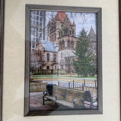 12×14” Wood Frame Wall Hanging with Trinity Church Boston 5×7” Photo in Glass