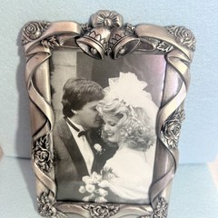 Vintage Royal Limited Silver Tone 4×6 Rose Trellis Album Frame Open Box