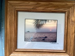 Signed C. Schramm 2004 Tropical Sunset Dolphin Photograph Framed Coastal