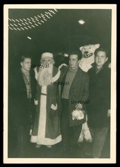 Man in Polar Bear Costume and Santa Claus with Young Men – 1960s – Photo 11x15cm