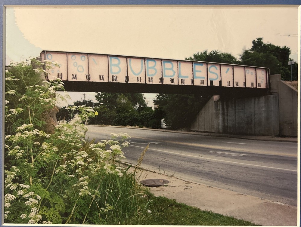 Kevin Greene Signed Framed Photograph Bubbles Railroad Overpass Graffiti Art