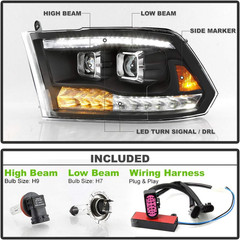 – for 2009-2018 Dodge Ram 1500 10-18 2500 3500 Black LED Signal DRL Dual Project