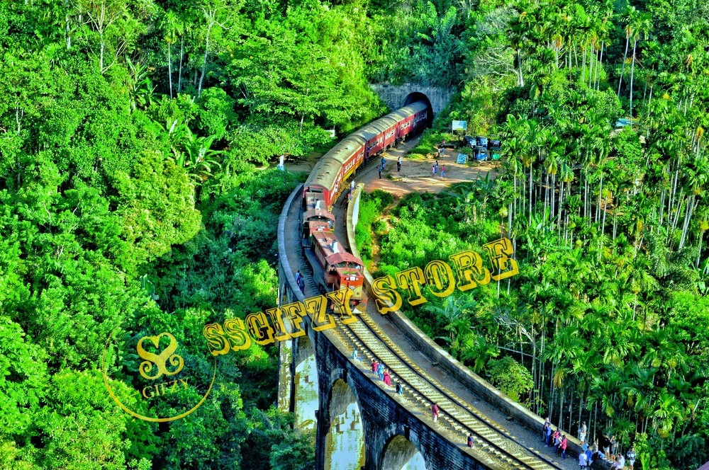 Ella Nine Arch Bridge with train SriLanka Beauti Nature Art Photo Pictures Image