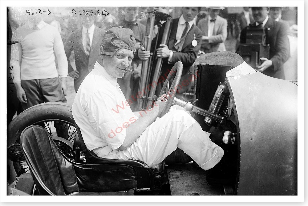 Barney Oldfield Circa 1917 Race Car Silver Halide Photo