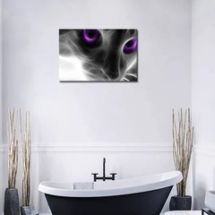 Cat with Purple Eyes Wall Art Painting Pictures Print On Canvas Animal The Pi…