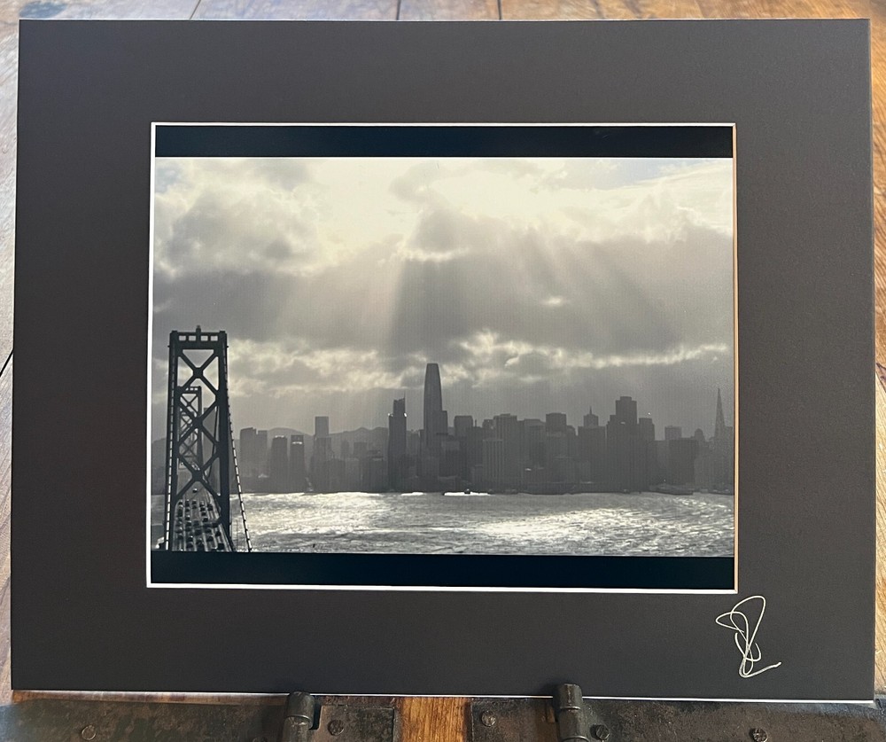 The Bay Bridge and The City During a Storm, Matted Fine Art Photographic Print