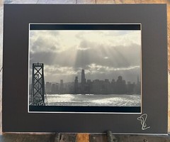 The Bay Bridge and The City During a Storm, Matted Fine Art Photographic Print