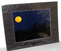 Full Moon & Mountain Photo 8″ x 10″ in 11″ x 14″ Black Matte Signed by Kim Barry