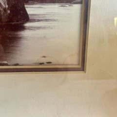 Vintage Black and White Framed Photograph of Rock