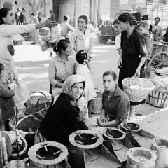 Photo Paper Analog Spain Farmer Market 1960 Size 40x40cm