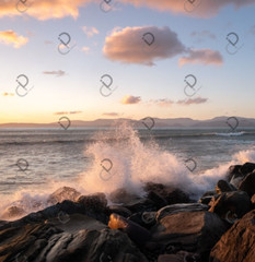 Digital image picture photo wallpaper Sunset Water Splash Background, Ireland