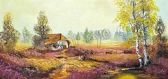 Lavender Fields with Thatched Roof Hut Art DIGITAL DOWNLOAD Print at Home
