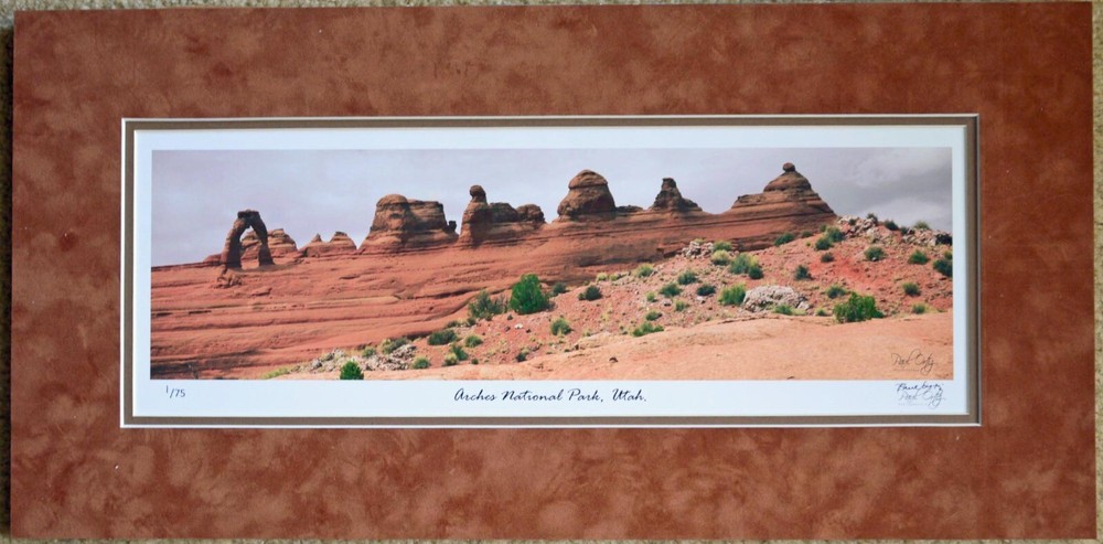Arches National Park, UT signed and numbered photo. 11.75 x 24 Suede top Mat NEW