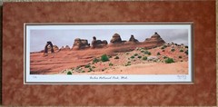 Arches National Park, UT signed and numbered photo. 11.75 x 24 Suede top Mat NEW