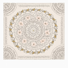 Simpkeely | Sketched Floral Medallion Tapestry | 59.1L x 80W | White w/ Floral