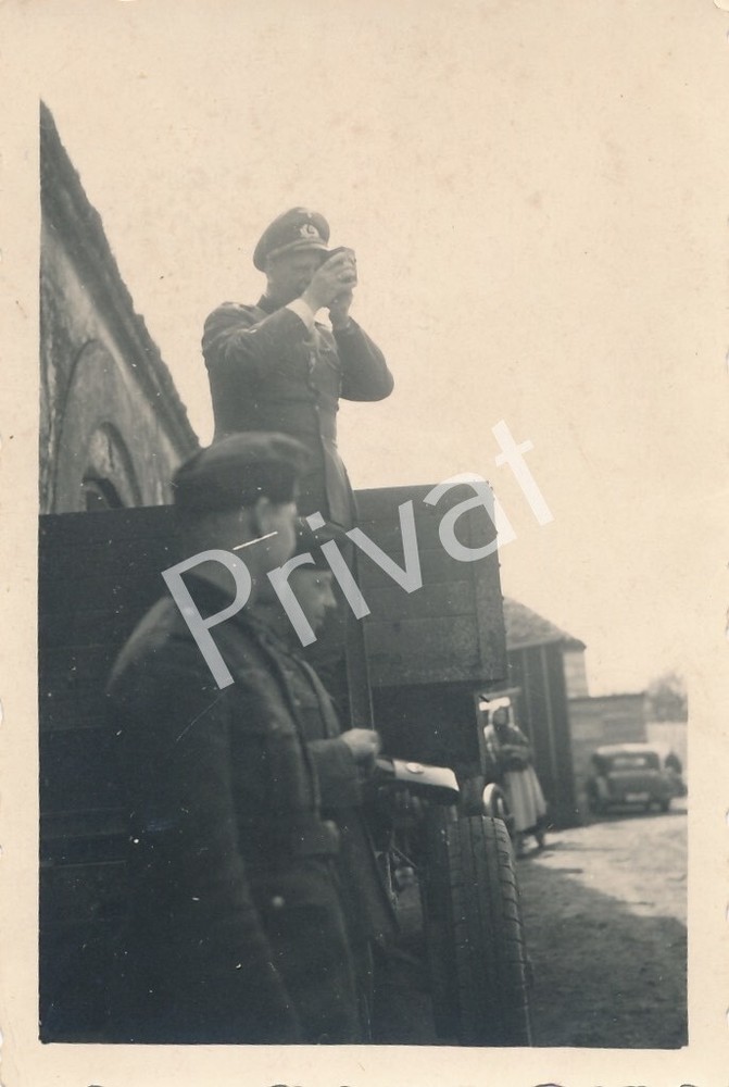 Photo WW II Wehrmacht Officers Lookout Quartier Przemyśl Poland Polska L1.72
