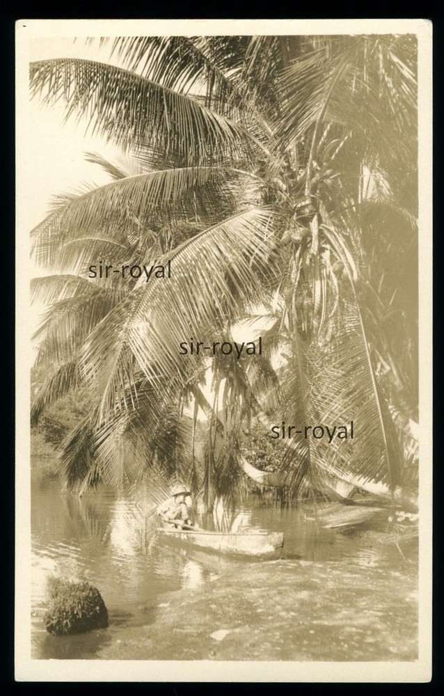 Bei Barranquilla 1928 – Mann im Einbaum – Kolumbien 1920er Foto-AK 9x14cm