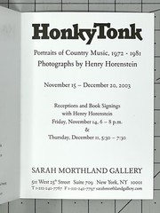 Henry Horenstein (b. 1947) Art Announcement Card 2003 HonkyTonk – Country Music