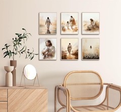 6Pcs Jesus Christian Canvas Wall Art Jesus Embraces the Lamb Jesus Walking On…