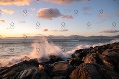 Digital image picture photo wallpaper Sunset Water Splash Background, Ireland
