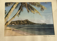 1960’s Matted Photograph Sunset Diamond Head Wiakiki Beach Honolulu Hawaii