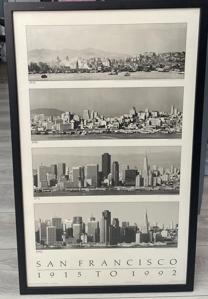 1915 To 1992 Photolithography Of San Francisco Framed