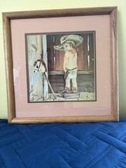 Little Cowboy/Girl Toilet Restroom G. Ranck Framed Print Western Theme Art