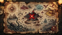 Vintage Pirate Treasure Map Digital Image Download – Printable Wall Art Instant