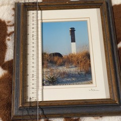 V. Stone Signed Color Lighthouse Beach Photo, Portrait, Matted & Framed
